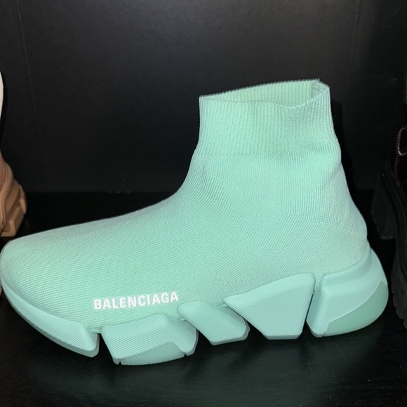 Balenciaga Speed 2.0 Logo Knit Sock Sneakers - Mint Color Size 6 - Picture 9 of 11